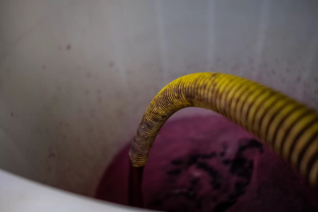Tubo del macchinario per la produzione di vino.